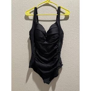 Ocean Blues‎ Rouched One-Piece Swim Suit in Black M